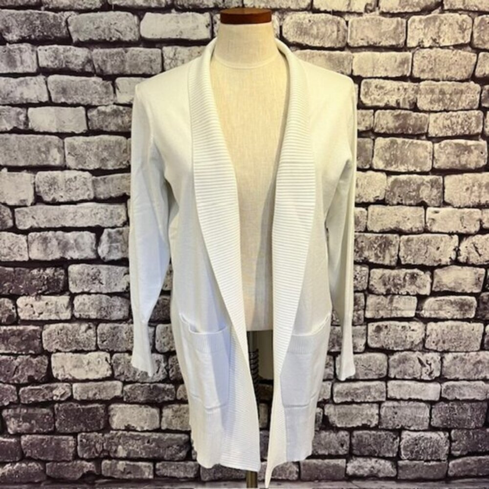 Sueani White No Close Long Sleeve Cardigan Sweater Size M